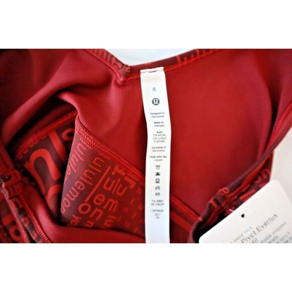 Lululemon LW1DQ3S Women's Sz 6 Red Power Pivot Everlux Cropped Reversible Tank - Picture 3 of 5